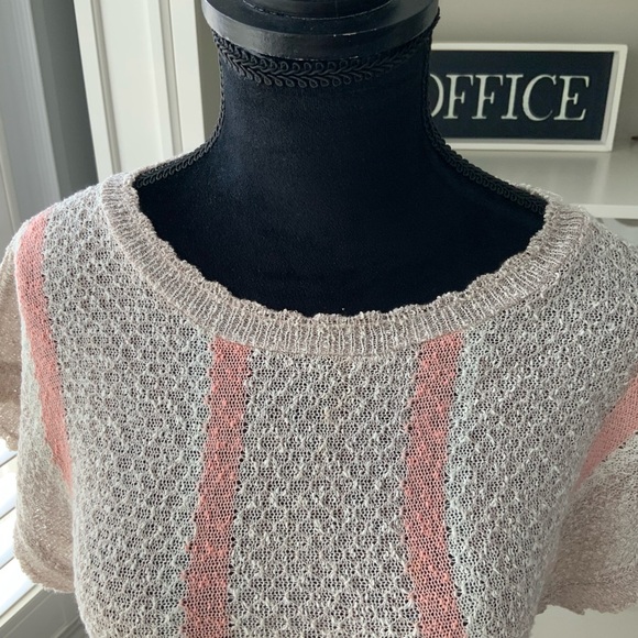 Vintage 90’S EN VOGUE Knitted Beige Pink Short Sleeve Top Shirt Size Medium - Picture 12 of 15